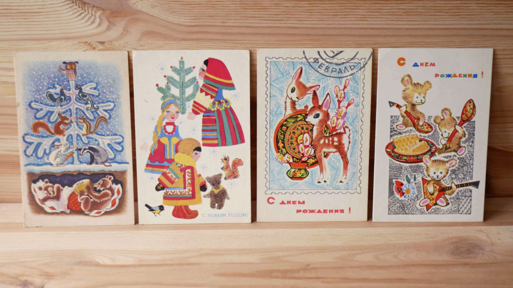 おすすめ ソビエト製 ヴィンテージ 北欧ロシア リス 絵葉書 動物 森 カード